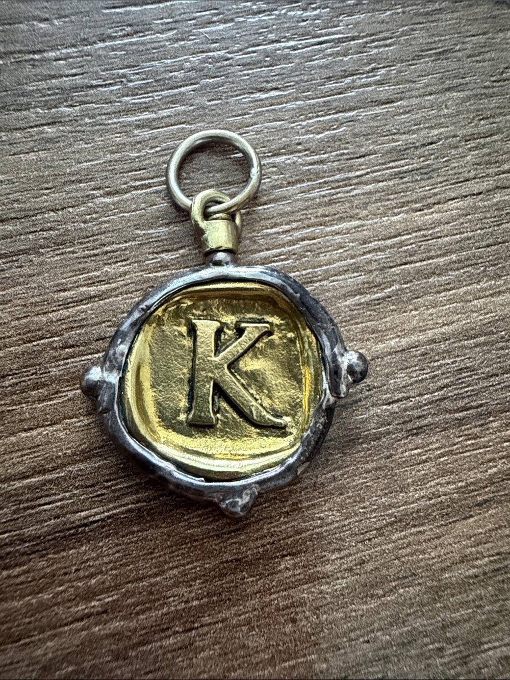 NWOT WAXING POETIC Initial 'K' Charm Pendant in Gold and Silver Tones